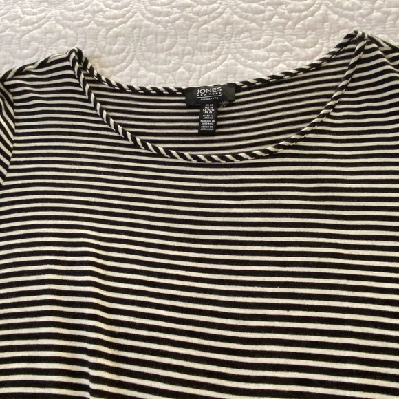 Jones New York Signature Black and White Striped Short Bell SleeveTop Size M - Picture 5 of 8